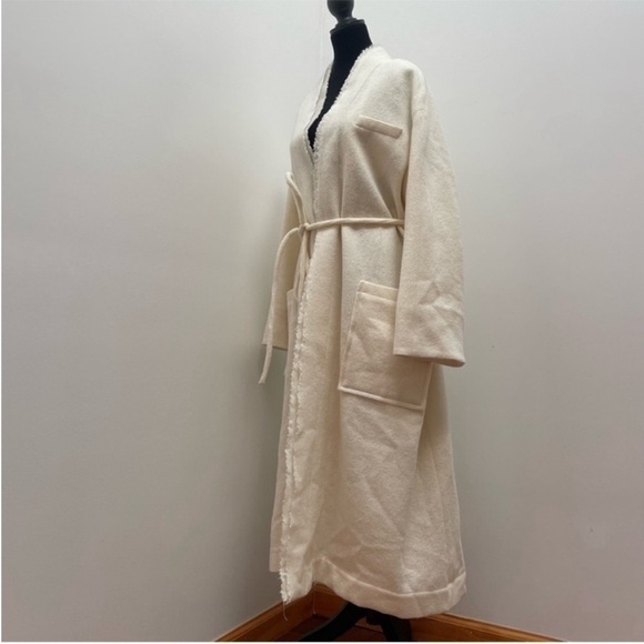 NEW! Zara- Off White Wrap Drop Shoulder ZW Collection Wool Coat NWT Size M/L - Picture 5 of 12
